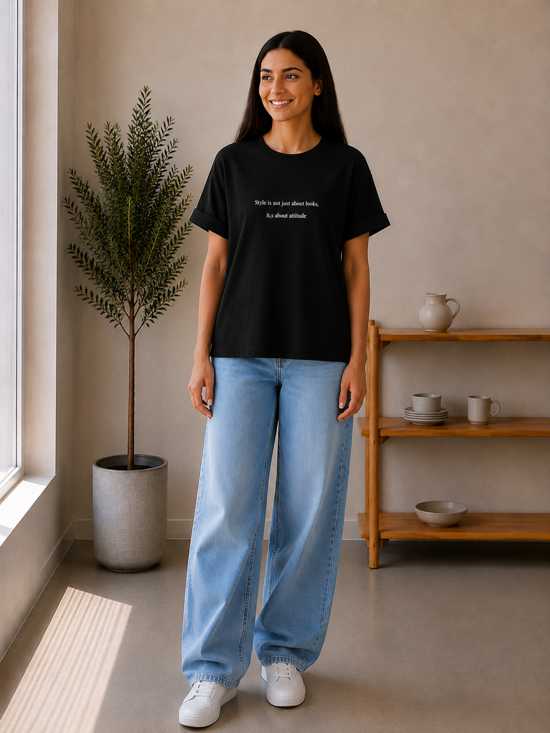 تیشرت مشکی style / آستین دوبل